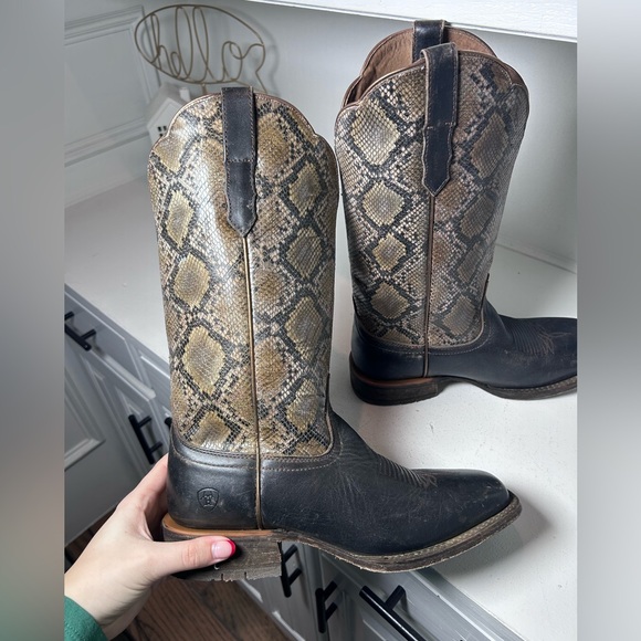 Ariat Exotic Print Cowboy Boots Women’s 10B Snakeskin Look Western Leather - Picture 6 of 8